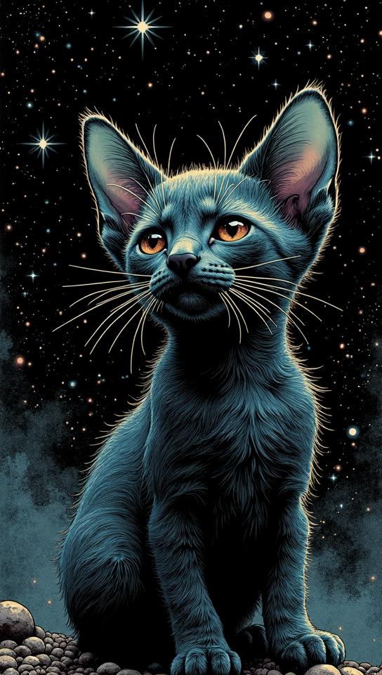 by Samuel van Hoogstraten, Tara McPherson, elegant, close up of a Cornish Rex Kitten