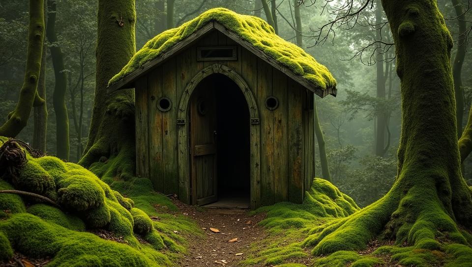 art by Amedeo Modigliani , fauvism art, Outhouse , it is covered in Moss