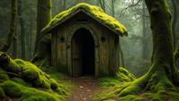 art by Amedeo Modigliani , fauvism art, Outhouse , it is covered in Moss