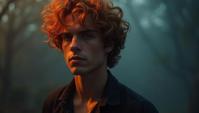 Portrait, Male Musician, he has Auburn hair, Smoky Conditions