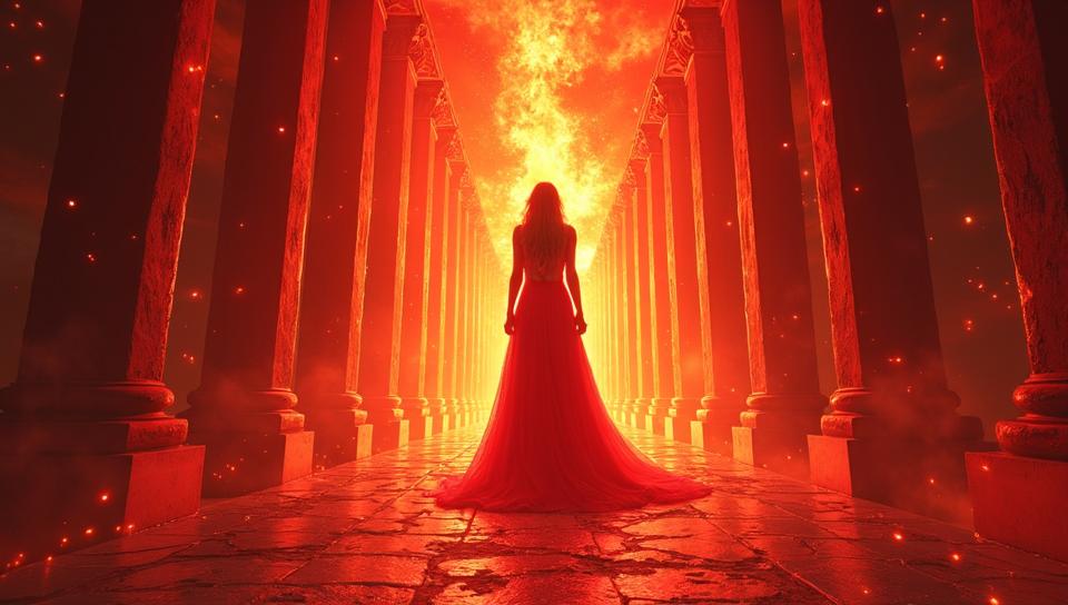 comics art stylized by Robert Williams and Alex Ross, Full length frame of a Vile The Pillars of Flame , FOV degrees, Fairy Tale