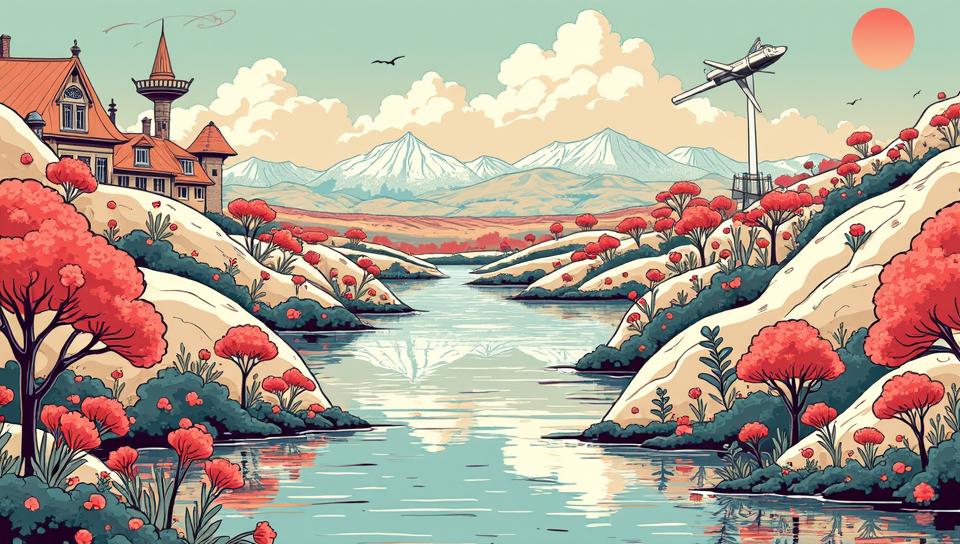 art by Tristan Eaton, landscape of a Obscene Dorne, rococo, minimalist and abstract compositions