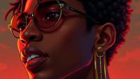 portrait art stylized by Qian Xuan and Bettina Rheims , Anime, close up of a Kenyan Hassan Diab, S shape pose