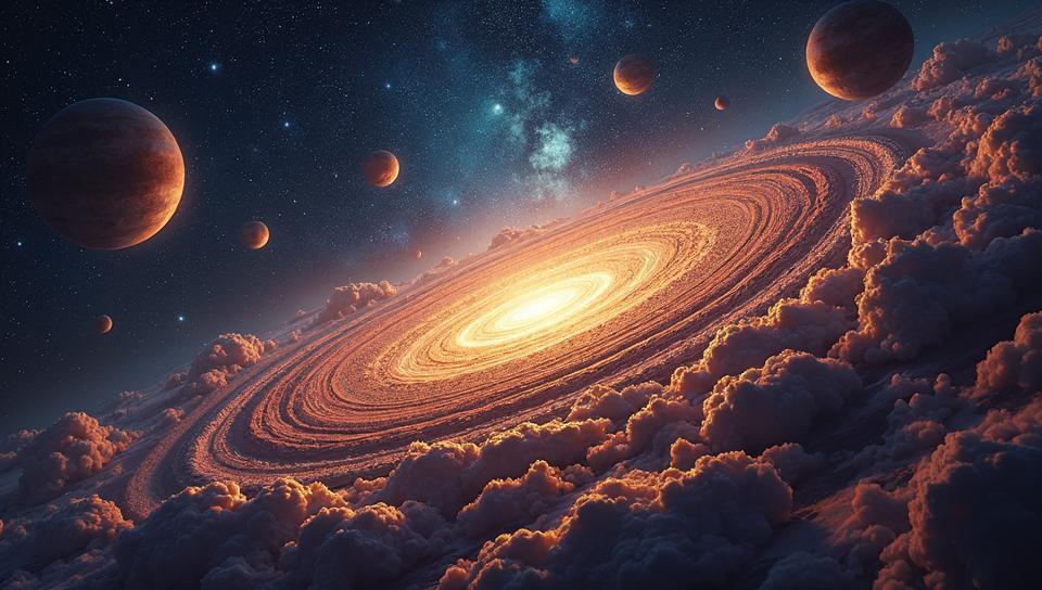 Distorted Orion s Belt, anthropomorphic, background, Classical Realism
