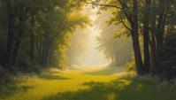 Oil painting by John Singer Sargent, Screamwood Grove , Beautiful, Hazy conditions