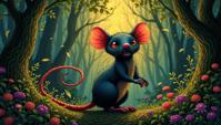 art by Theodore Rousseau, Fairy Tale Alien Rat, woods in background, Trendercore