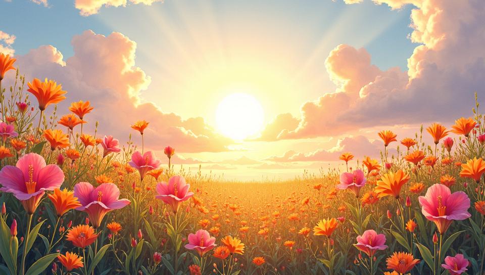 art by Phoebe Anna Traquair, best quality, Azalea, Sun in the sky
