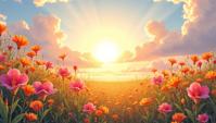 art by Phoebe Anna Traquair, best quality, Azalea, Sun in the sky