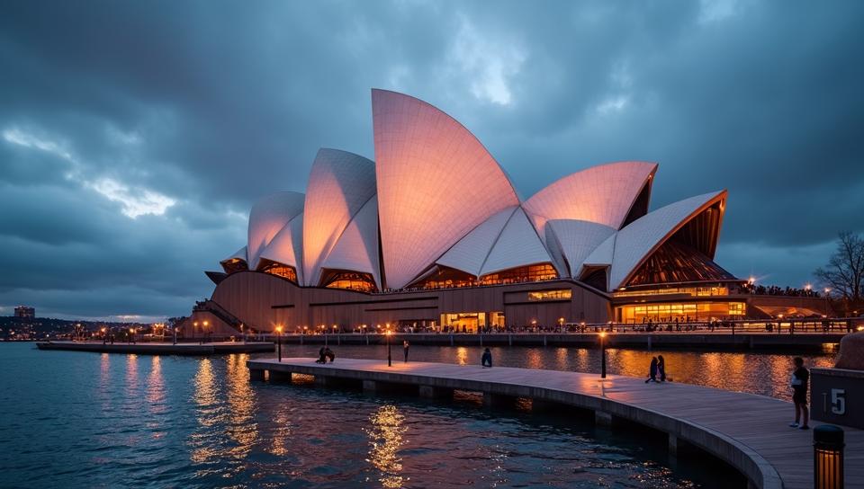 close up shot of a Basic The Sydney Opera House Portal , FOV degrees, Amusing, Lens Flare