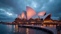 close up shot of a Basic The Sydney Opera House Portal , FOV degrees, Amusing, Lens Flare