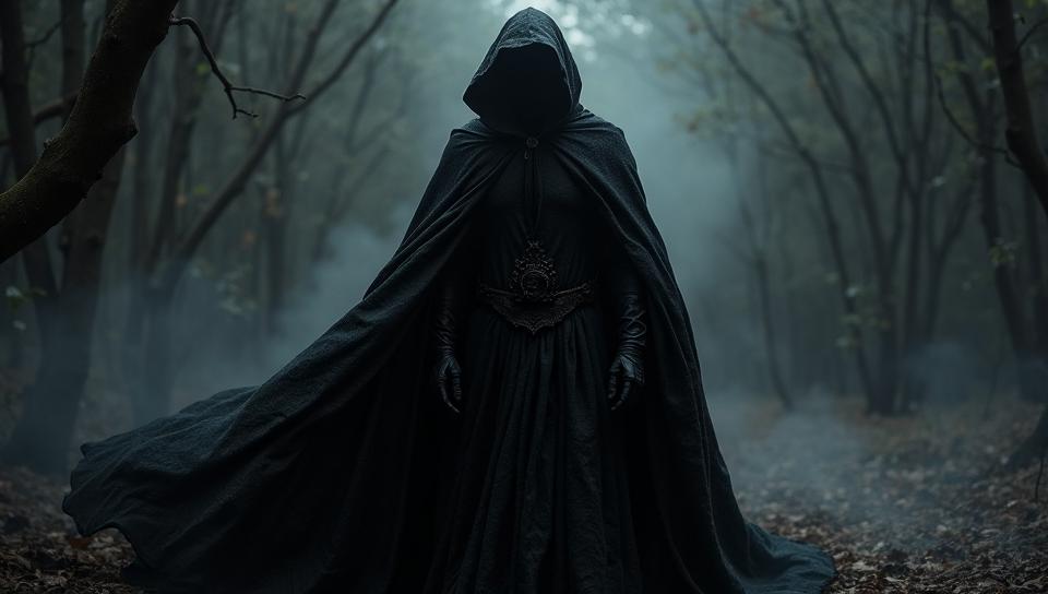 graphic design art stylized by Vivienne Tam, On pale black paper, Magic cloak, it is Undesired