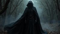 graphic design art stylized by Vivienne Tam, On pale black paper, Magic cloak, it is Undesired