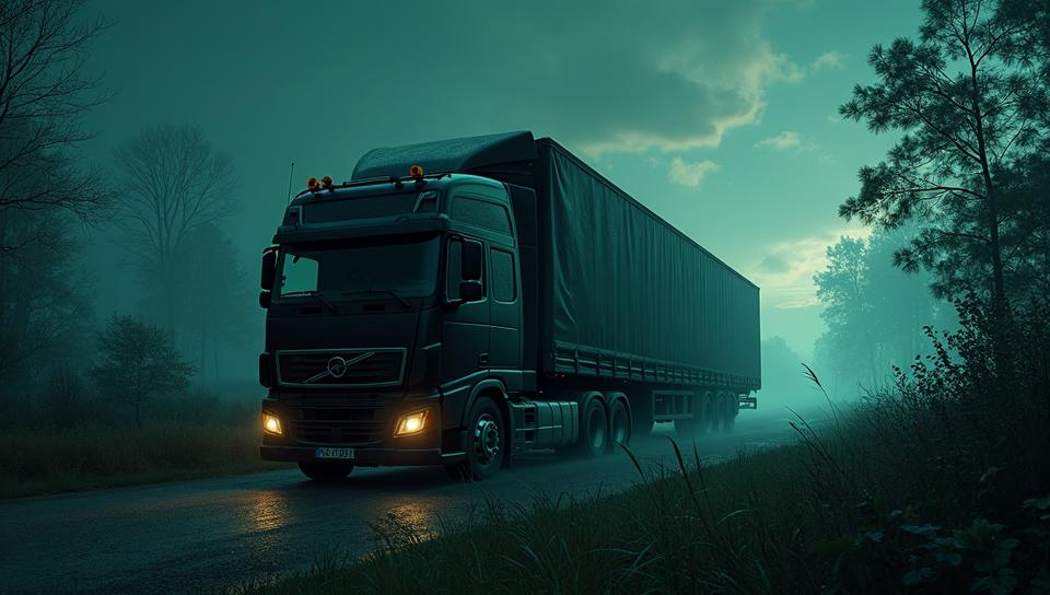 Anime, foliage, Conscious Scandinavian Tractor trailer , intricate details