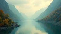 by George Tice, Andreas Achenbach, Digital art, landscape of a Zaun from inside of a Glacial fjord