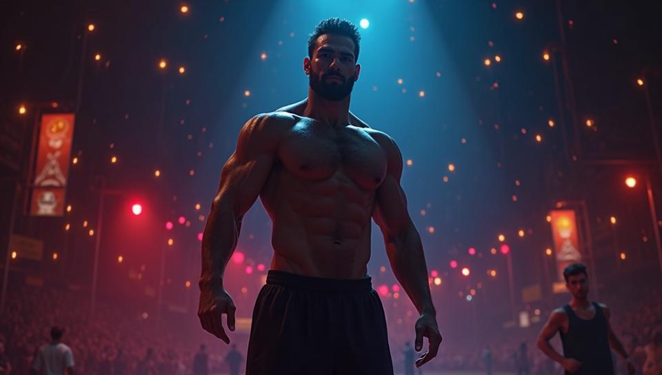 cartoon art stylized by Raina Telgemeier and Jeff Danziger, Octane render, masterpiece, body shot of a Macho athletic Turkish Man