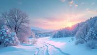 landscape of a Santa Marta, it is Peaceful, Winter, Constructivism Art