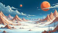 manga art by Junji Ito, landscape of a Bright Supple Navy, White and Orange Alien Research Lab, F