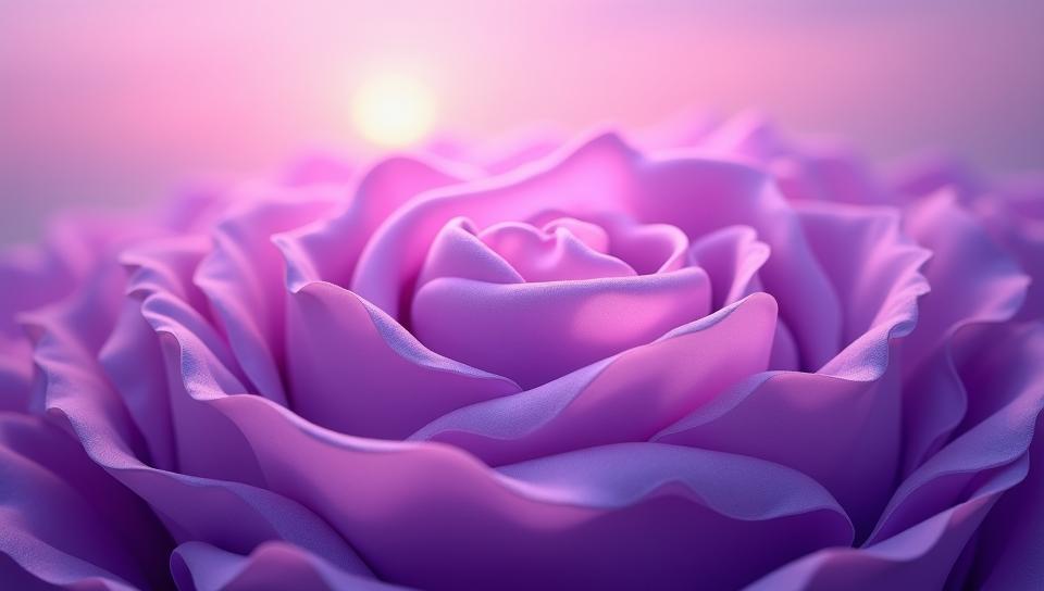 Cinematic still, Folded Lavender, it is with Unpredictable designs, at Dawn