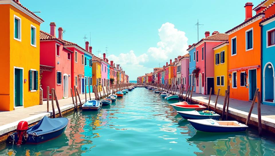 art by Camille Walala , RAW photo, landscape of a Venice, Bold geometric patterns