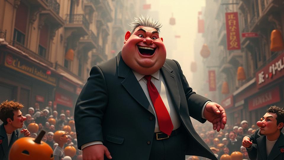 Altermodern, elegant, Aerial View of a portly French Male, very Epic