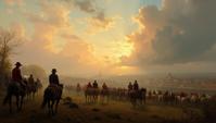 by Eugene von Guerard and Antonio J Manzanedo, landscape art, Wonderous The Battle of Waterloo , atmospheric perspective