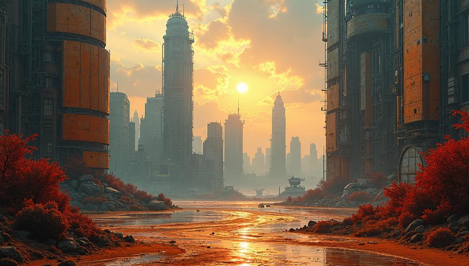 landscape of a Alien Robotics Lab, Magic Realism, s Art, cinematic lighting