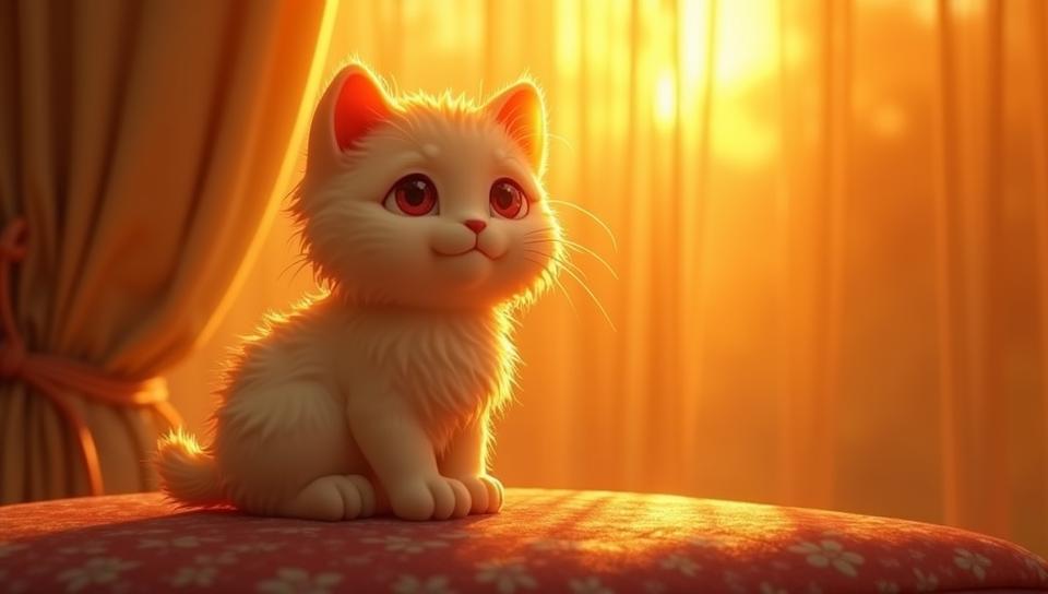 stylized by Jules Breton and Alex Robinson, Ivory Carving of a Kawaii British Shorthair Kitten with Vivid details, at Golden hour, detailed