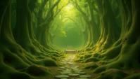 art by Peter Andrew Jones, Grotesque Olive Green and Gold The Force of Elegance , Panorama, Simple and clean
