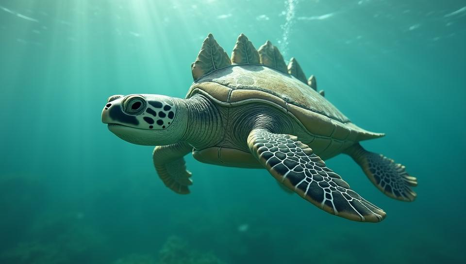 Intellectual Hairy hourglass figure Sea Turtle Stegosaurus, Swimming, the Stegosaurus is dressed in Western wear, scene art