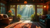 character art by Artgerm and Paul Gauguin , layered textures, Levi , inside a Conversational Cabin