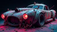 uncanny caliginous vision of, Car Surfboard , Sculptural Furious , it is covered in Ink