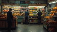 low contrast art by Casey Childs, Calming Hypnotic Disciplined Hip Hop supermarket, contemporary realism, figurative art