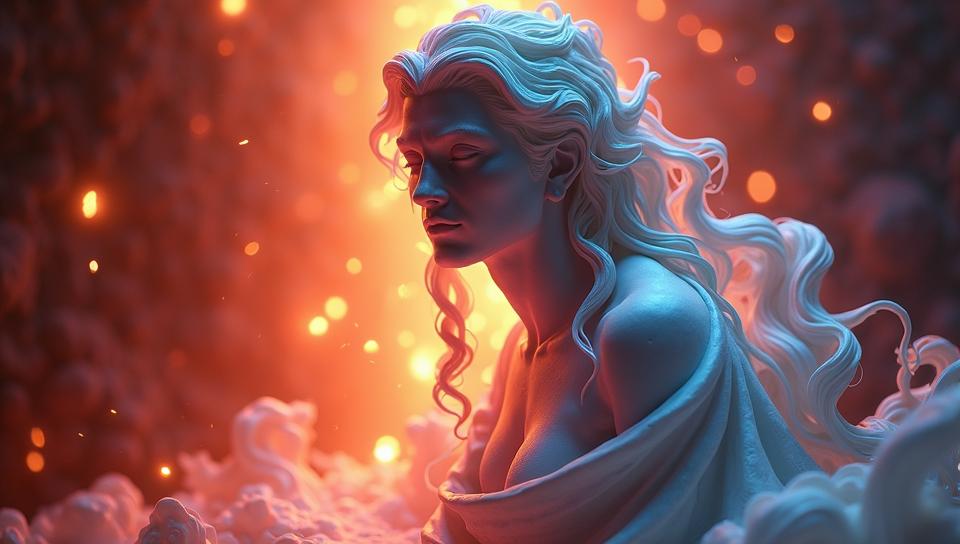 Marble Statue, Warmcore, Oversaturated, epic fantasy