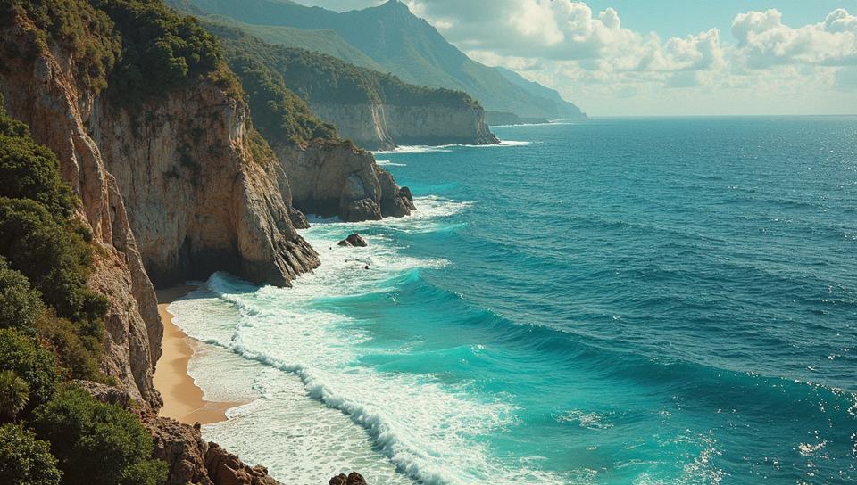 comics art stylized by J Scott Campbell , character art, Wax casting art of a Ascii Art, landscape of a Cancun and Dark ages Coastal cliff