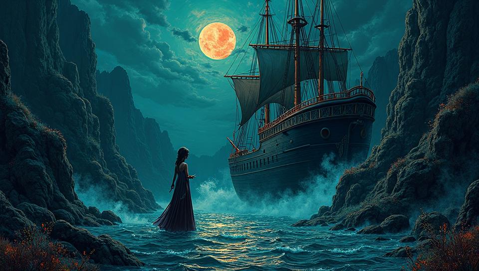 stylized by Natalie Shau, continuous line art of a Tough The Nexus of Death , Steerage water, Smoky Conditions