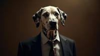 short Dalmatian of Glimmering, the Man is Old, Citizen, wearing suit