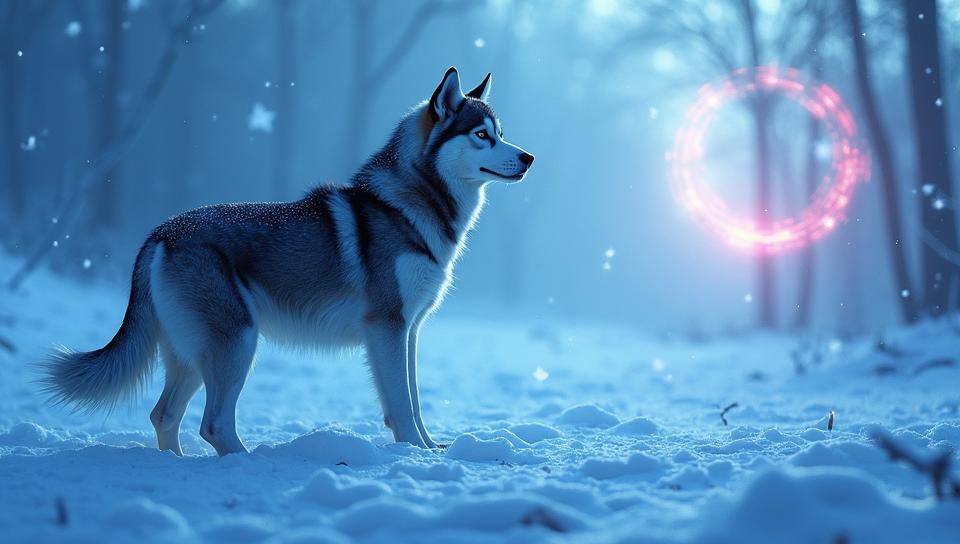 by Lois van Baarle, digital art, sci fi style, Siberian Husky