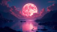 landscape of a Warm Moonlight Lagoon, background, Sci Fi, Feralcore