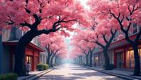 designed by Tang Yau Hoong, city street, masterpiece, Magnolia tree Daisies