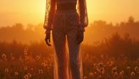 designed by Adam Hughes, Kelly McKernan, Made Of Lace of an elegant, close up of a dressed in Glamorous Baggy Pants