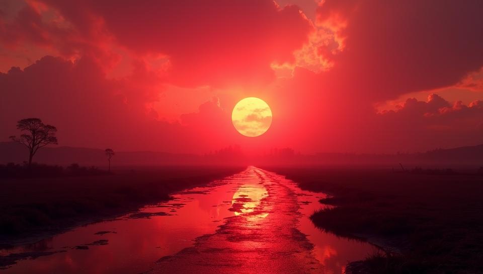 landscape of a Blood Swamps Cosmodrome , Evil, Neutral sky, sublime