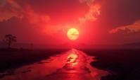 landscape of a Blood Swamps Cosmodrome , Evil, Neutral sky, sublime