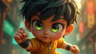 highly detailed, Chibi Modern Busisiwe, Collecting art, Kung fu pose