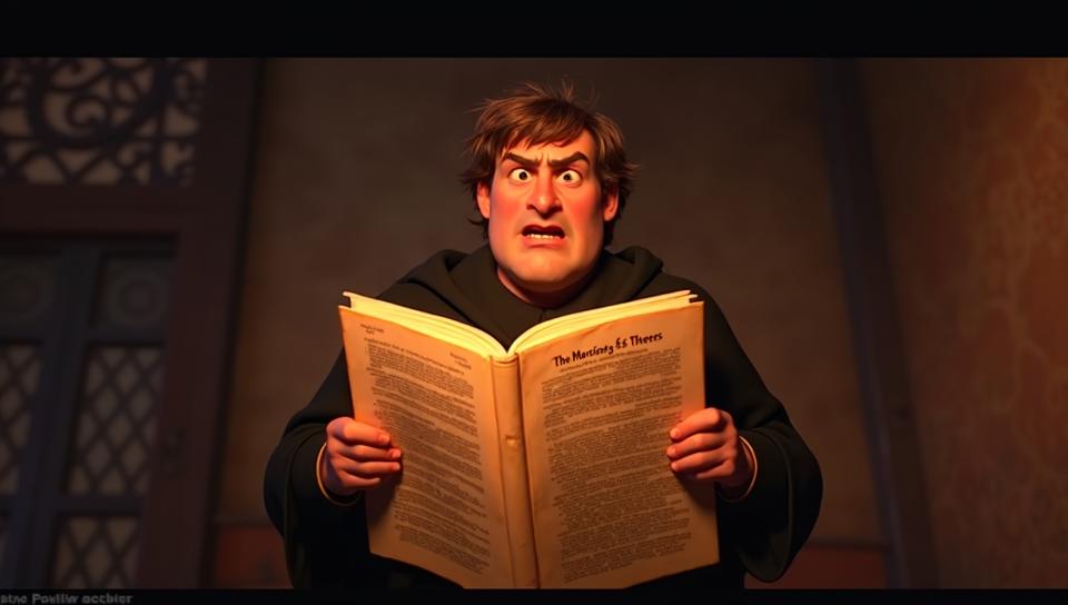 by Pixar , Portrait of a Folded Angry The publication of Martin Luther s Theses , Realistic, Surprising