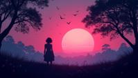 by Ilya Kuvshinov, Juan Carre o de Miranda and Elsa Bleda, awardwinning silhouette art of a landscape of a Peaceful Plasma Field, Ultra Detailed