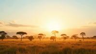 landscape of a Tropical Savanna , field, at Midday, decal art