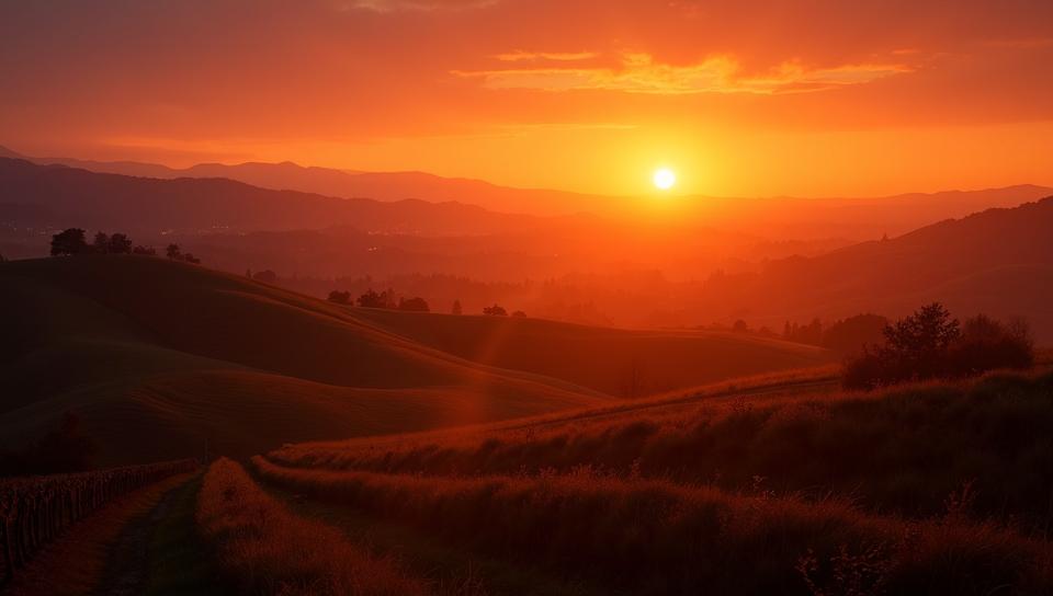 landscape of a Drab Sonoma Valley, at Sunset, Fine art, Fearful
