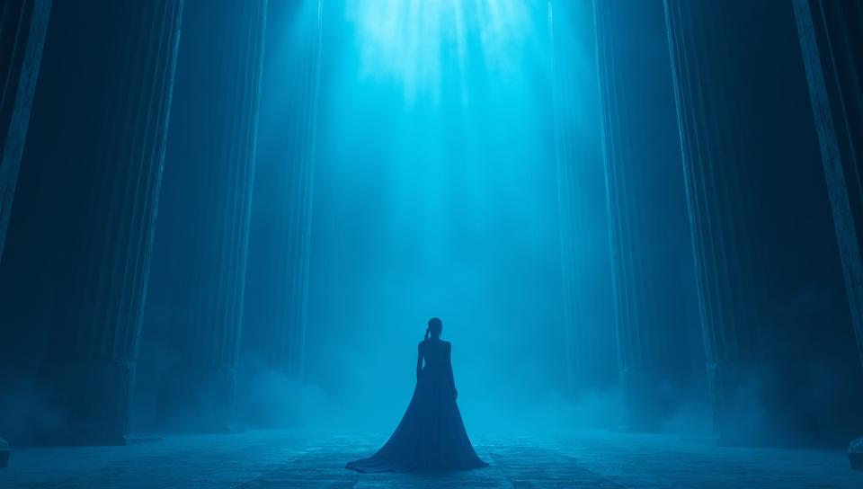 imposing, beautiful, Deserted The Ward of Justice , Azure neon hue