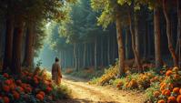 stylized by Henry Moret, Grzegorz Domaradzki, dadaist version of, Tatooine from inside of a Feywild forest