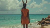stylized by Jack Hughes, Photograph, body shot of a Rich flyweight Modern Female Zandalari, the Zandalari is dressed in a copper T shirt dress and sneakers